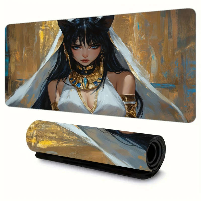 1pc 30x80cm Mystical Egyptian Queen Design Mouse Pad Non-Slip Waterproof Washable Desk Mat