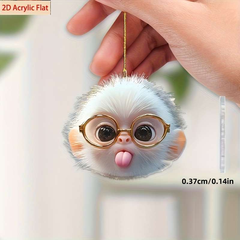 1pc 2D Flat  s  Acrylic Car Hanging Cute Glasses Monkey Cartoon Animal Acrylic Ornament