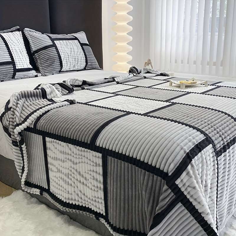 1ps Blanket Color Grey White size 100x150