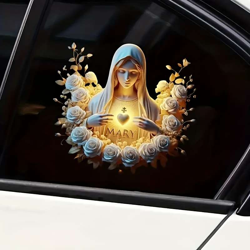 1pc Virgin Mary Illumination   14cm  5.5inx13cm  5.1in Jesus Christian Themed Stickers