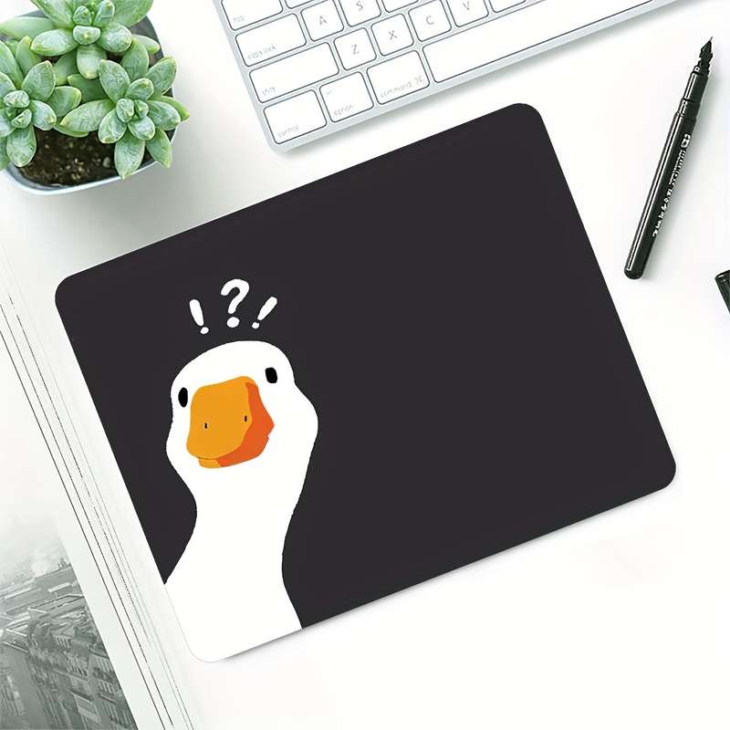 1pc Fun Duck Design Mouse Pad Non-Slip Stitched Edge Desk Mat for Office Home Perfe