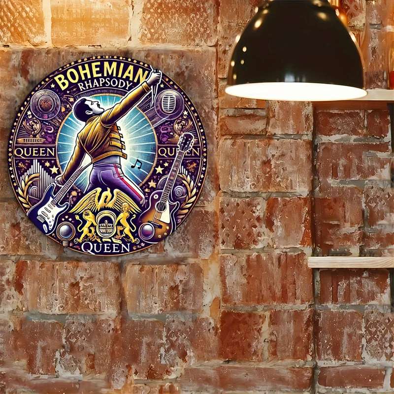 1pc Queen Bohemian Rhapsody 20.32x20.32 cm Round Aluminum Metal Sign for Room Wall Restaurant Ba
