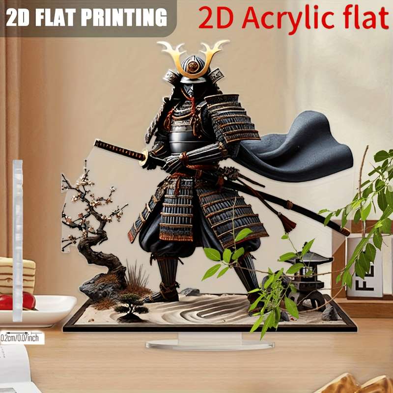 1pc 2D Flat  Printing  Acrylic Flat Samurai Armor Decorative Acrylic Figure with Sword and Zen