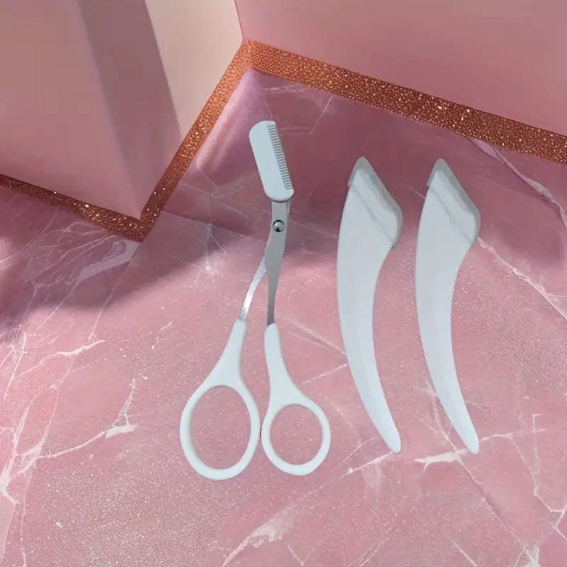 3pcs eyebrow trimming scissors - White