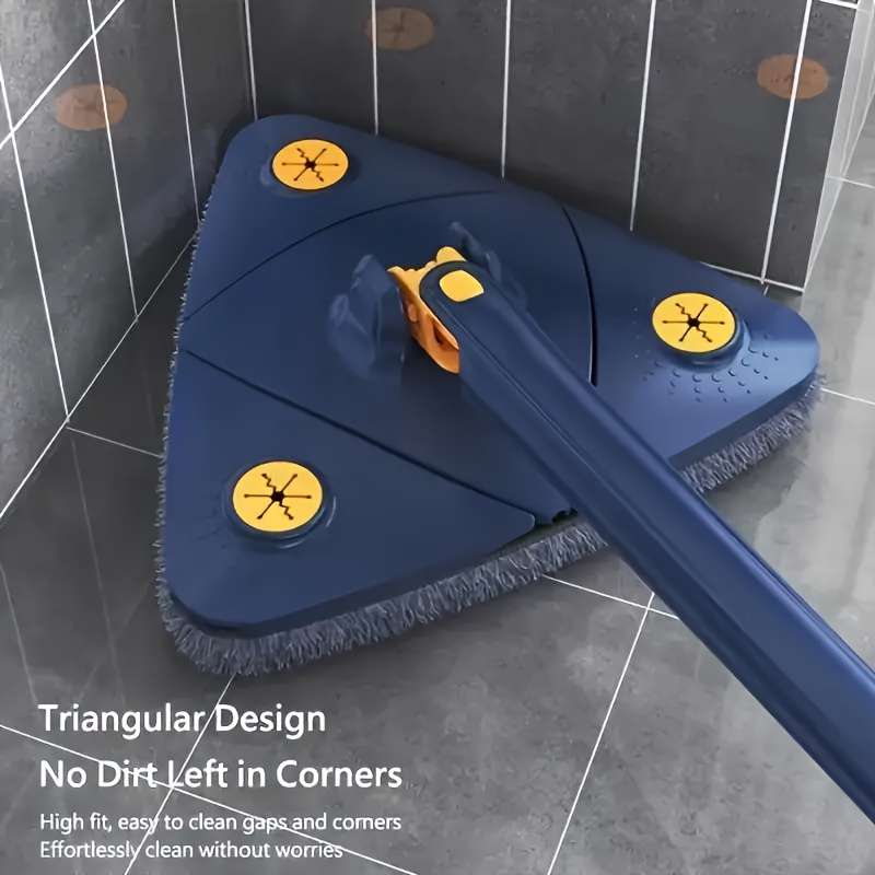 1Set Triangle 360 Rotating Cleaning Mop with Long Handle Hands-Free Wash Dual-Use for Wet