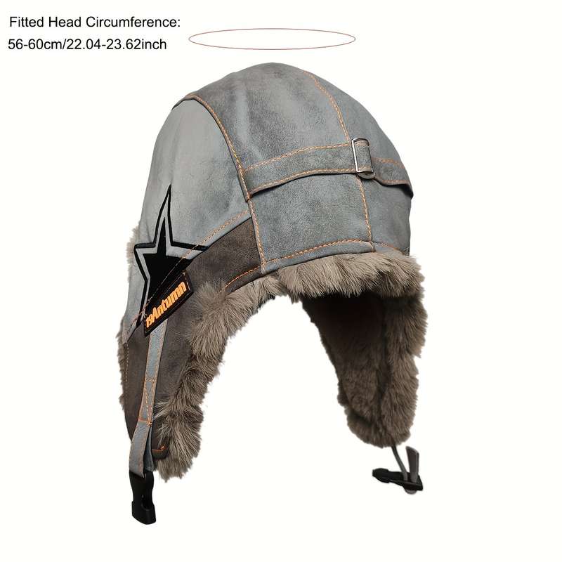 1pc Unisex Retro Geometric Pattern Suede Velvet Winter Beanie Thickened Insulation Windproof Ear