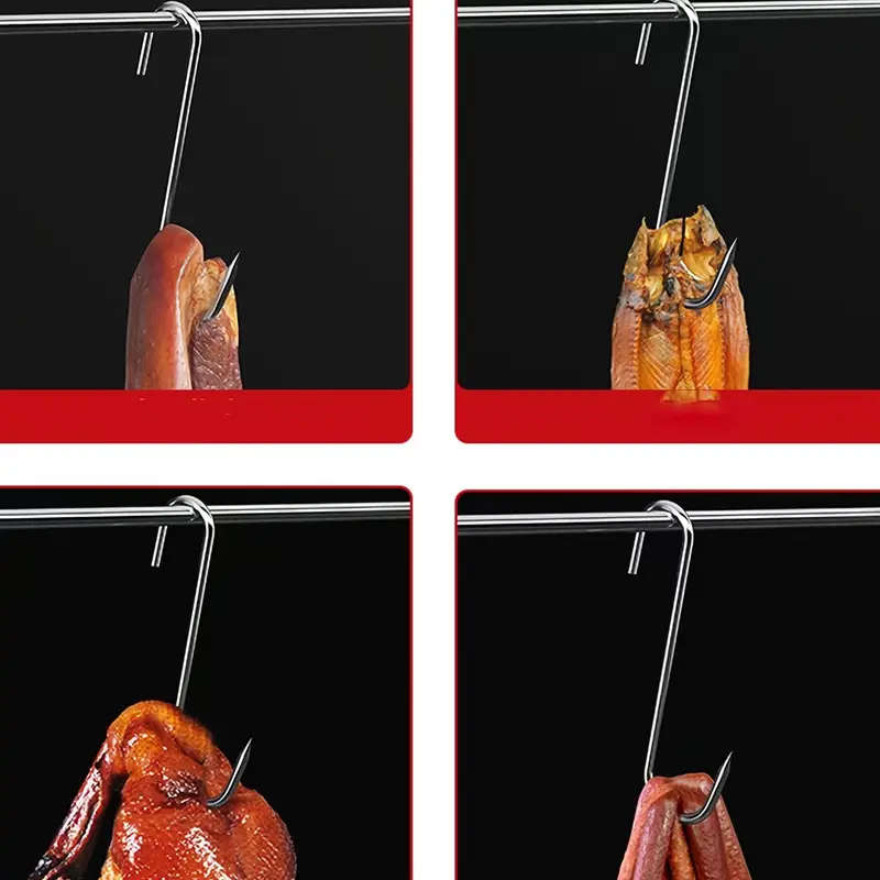 20pcs Stainless Steel S-Hooks for Bacon Sausages Roasted Duck Durable Metal Pointed Hooks for Kitche