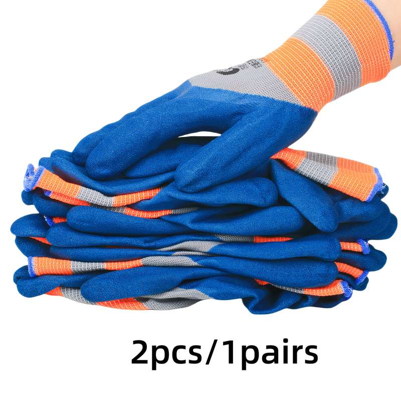 1 Pair Blue One Size Multi Purpose Work Gloves
