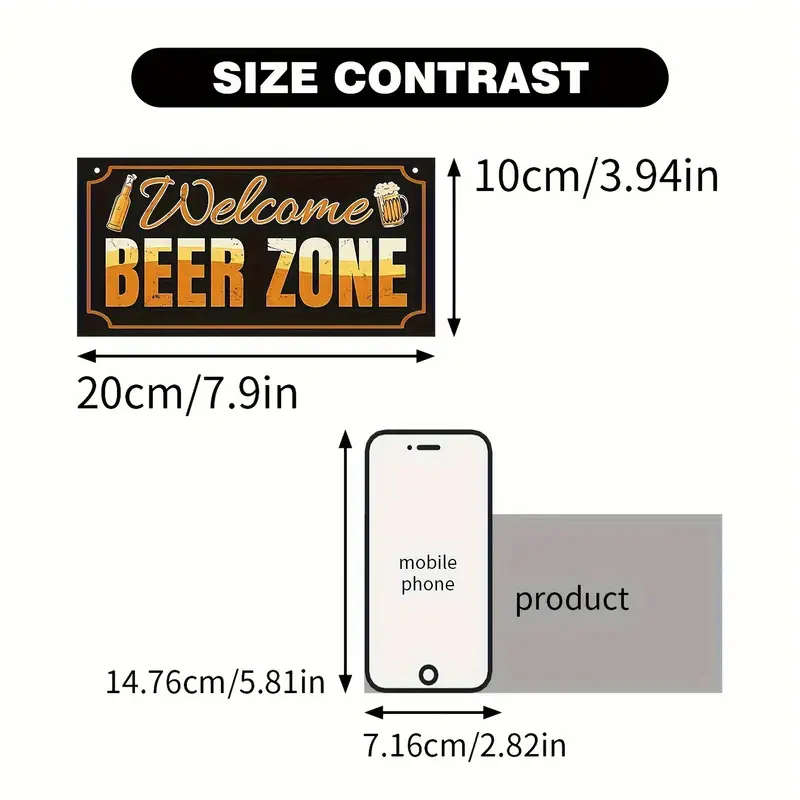 1pc Vintage Welcome Beer Zone Wooden Wall Art Decor Sign for Bar Pub Beer Festival Entrance Decorati