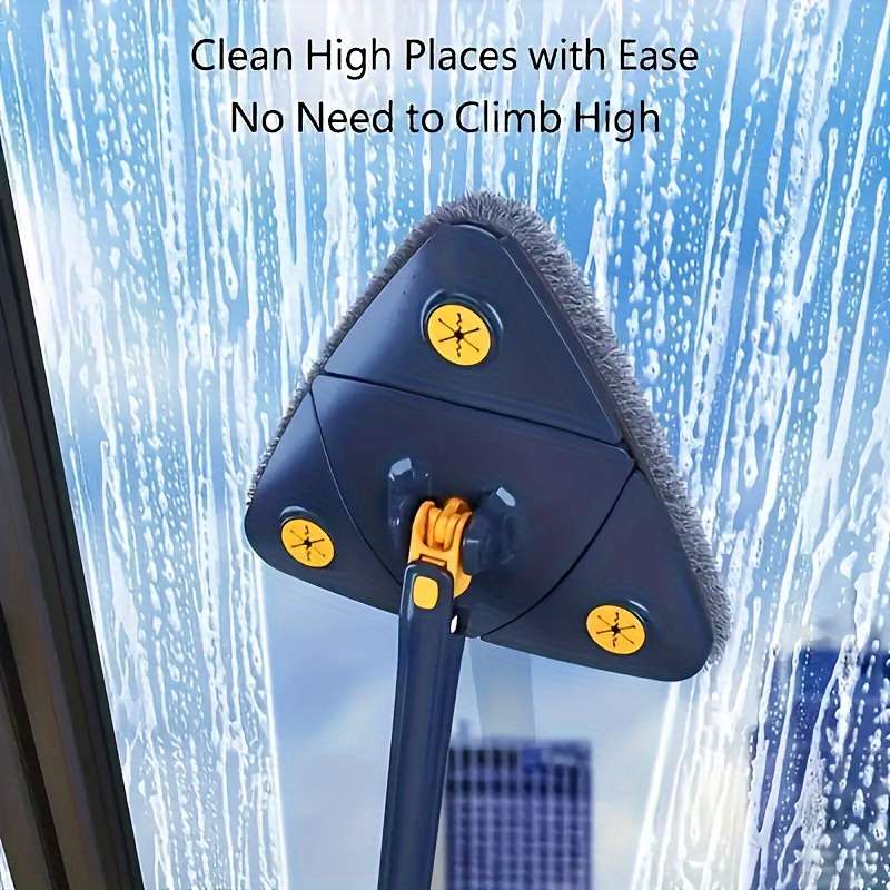 1Set Triangle 360 Rotating Cleaning Mop with Long Handle Hands-Free Wash Dual-Use for Wet