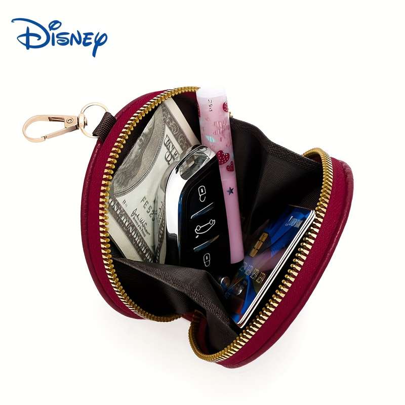 1pc Disney Mickey Minnie Mouse Mini Coin Purse Multi-Color Round Wallet with Keychain Secure