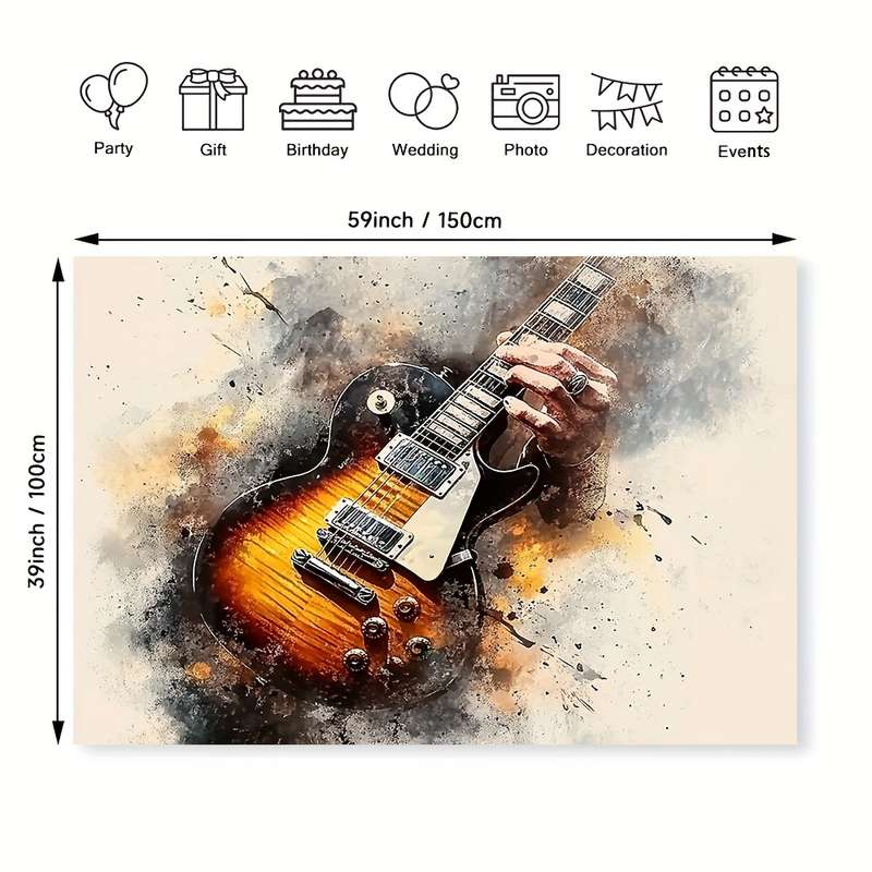 1pc  Guitar Print Wall Art Abstract Guitar Canvas Print Wall Art Frameless Modern Mixed Medi