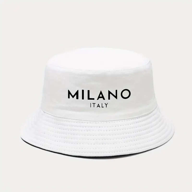 1pc MILANO ITALY Printed Bucket Hat Breathable Sun Hat Outdoor Sports Vacation Travel Foldable Fishe