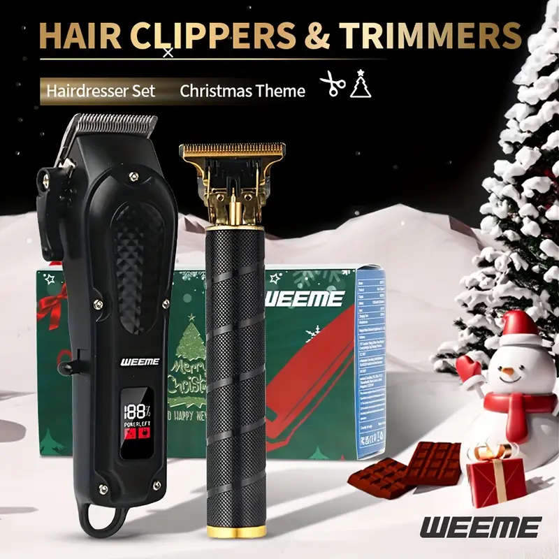 Luxury Haircut Set Electric Hair Clipper with T-shaped Trimming 4-speed Fine Tuning USB Charging LCD