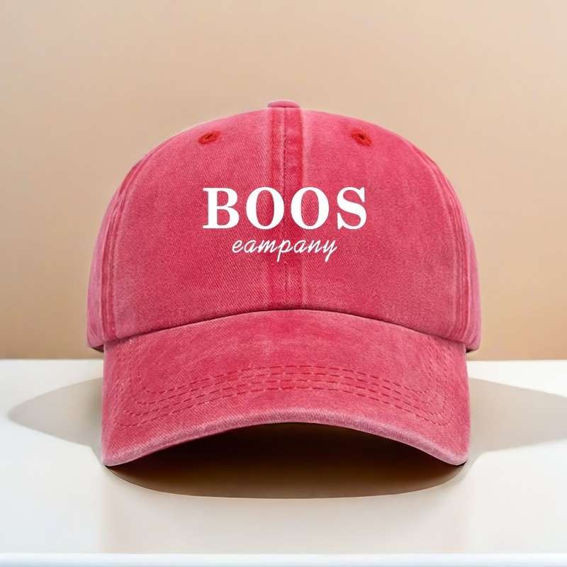 1pc Unisex Washable Baseball Cap with Adjustable Strap BOOS Company Printed Blue Denim Design