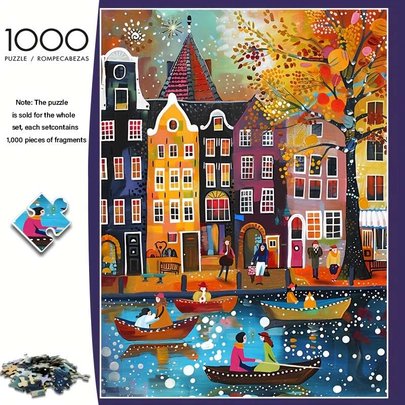 1000pcs Dutch Canal Scene Jigsaw Puzzle Charming Giant Puzzle for Adults Durable T