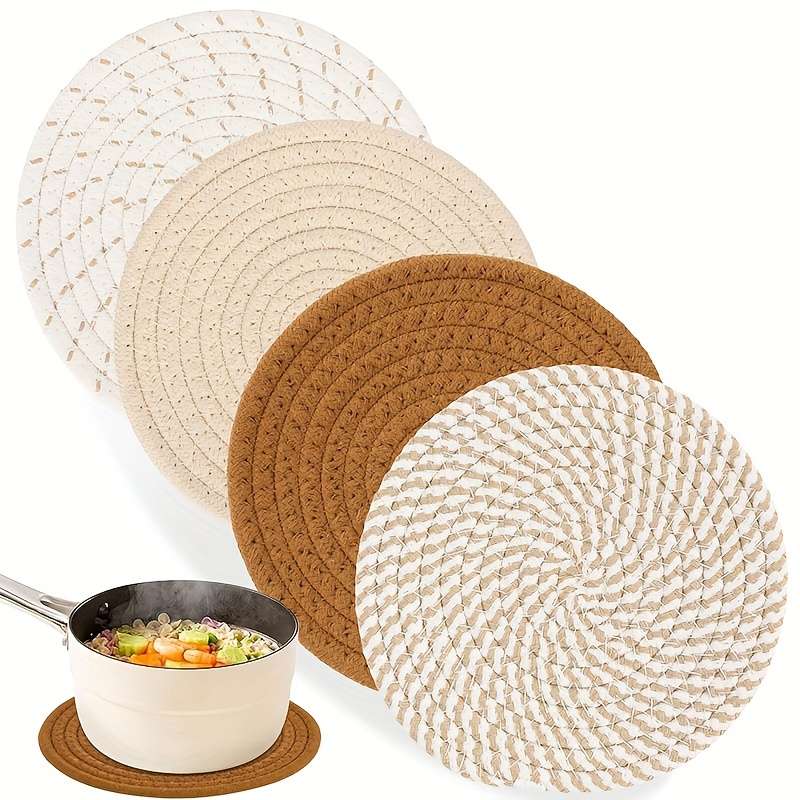 4pcs 17.78cm Heat Insulation Mat Set Durable Kitchen Hot Pad and Pot Mat Protect Countertops