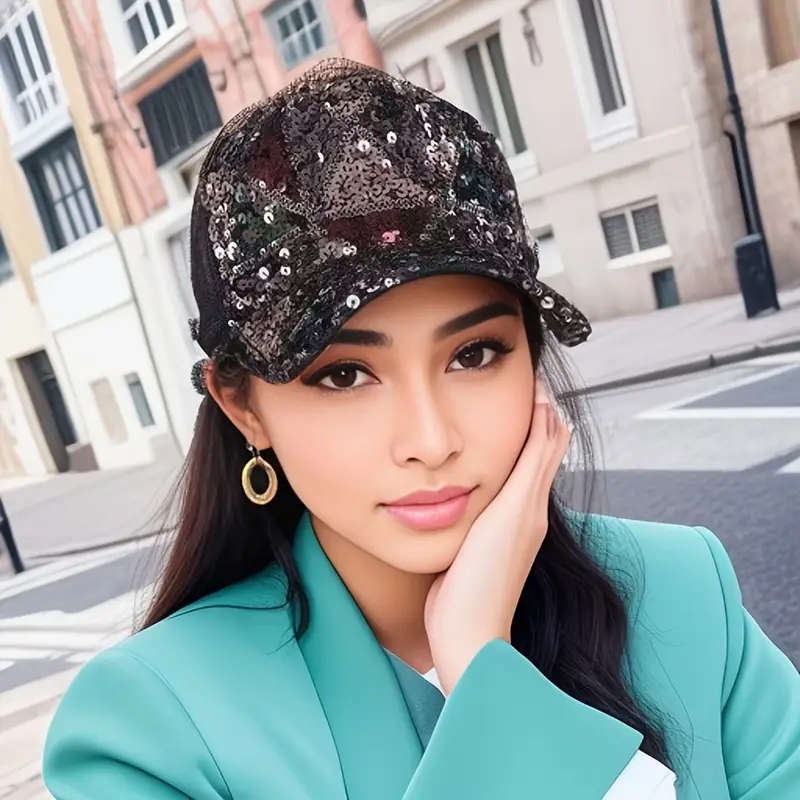 Women's Colorful Sequined Baseball Cap