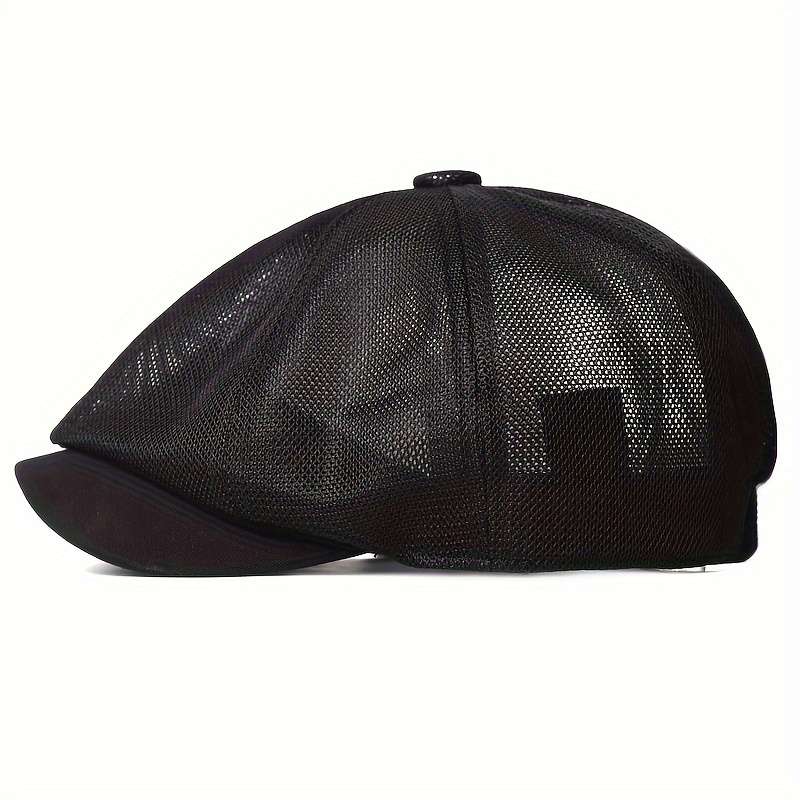 1pc Breathable Mesh Newsboy Cap Summer Casual Outdoor Beret Fashion Solid Color Octagonal Hat fo