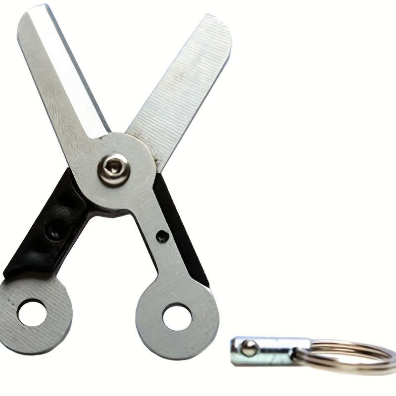 1pc Stainless Steel Keychain Scissors Compact EDC Spring Folding Utility Pocket Kni