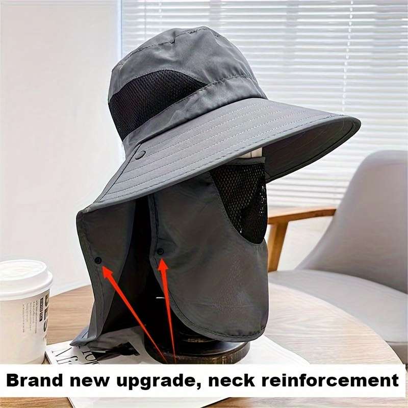 1pc Outdoor Sun Hat with Wide Brim UV Protection Neck Cover for Cycling Fishing Hiking Knitte