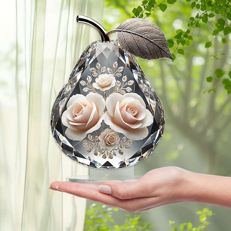 1pc 2D Flat   color high-definition printing  of artistic decorative acrylic pear-shaped