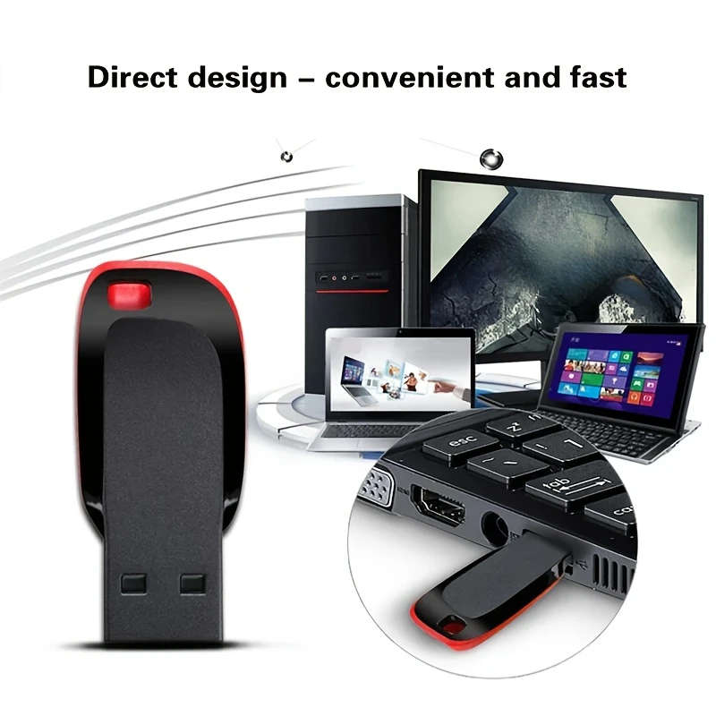 1pc High-Speed USB 2.0 Flash Drive 64GB Memory Stick Red Black for Computers Smart TVs Car Audio