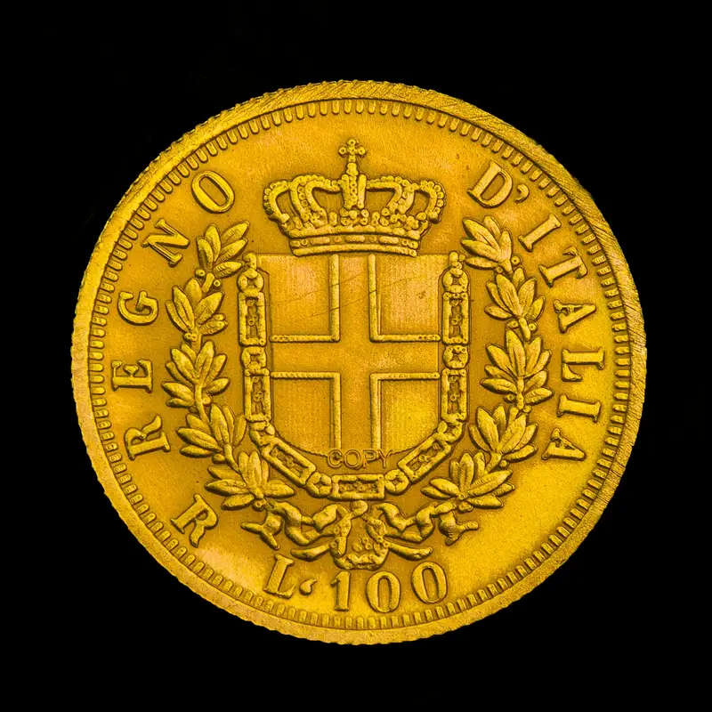 Golden Plated Vittorio Emanuele II 1872 Relica Commemorative Coin