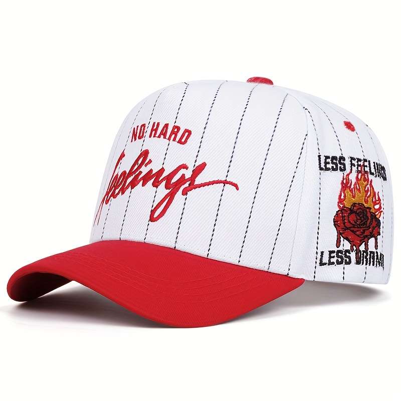 1pc Embroidery Baseball Cap Outdoor Sports Striped Cap Casual Hip Hop Flame Cap