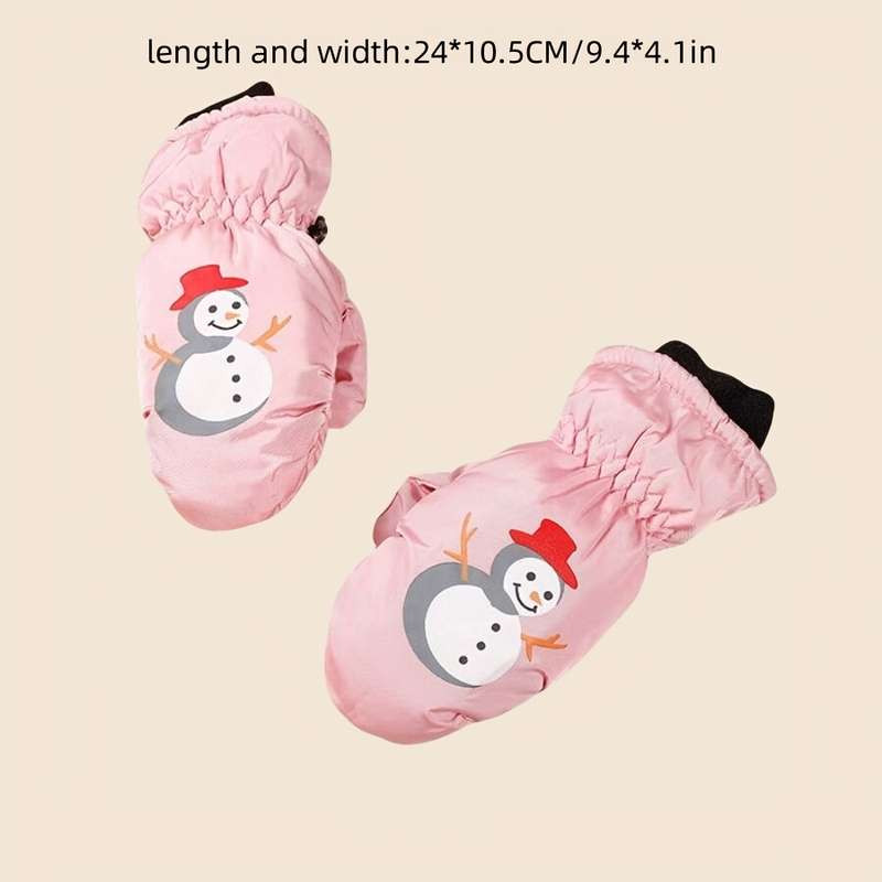 1 Pair Red Applicable People 2 To 5 Years Old Warm Gloves