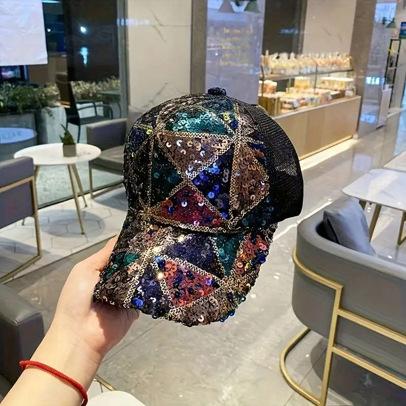 Women's Colorful Sequined Baseball Cap