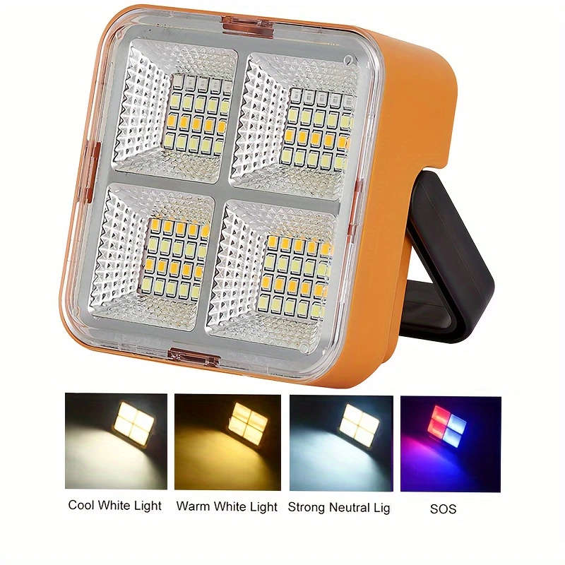 1pc Solar Rechargeable Camping Lamp Portable Outdoor LED Floodlight USB Rechargeable Emergency Light