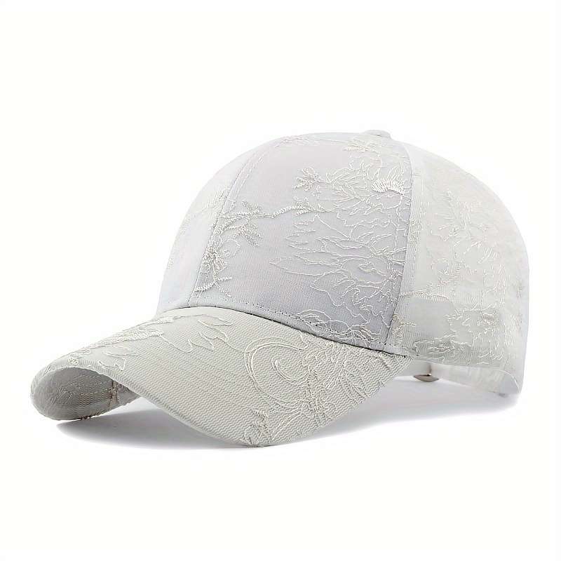 1pc Breathable Mesh Baseball Cap for Women Adjustable Sun-Protective Dad Hat with Classic Embroi