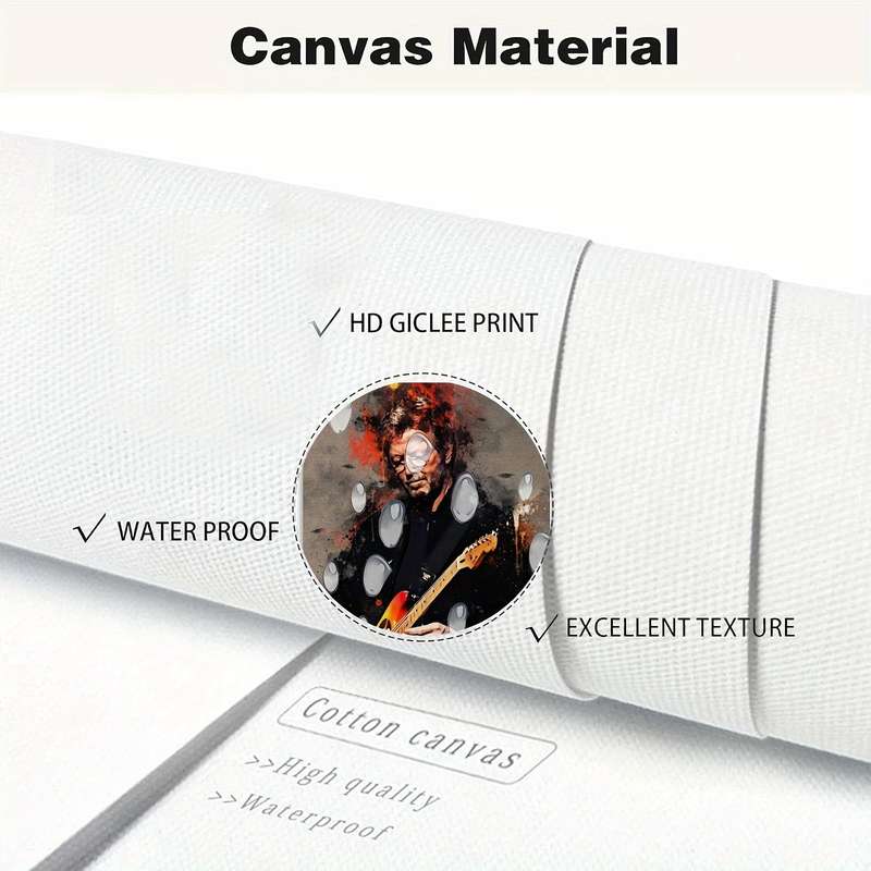 1pc  Eric Clapton Guitarist Canvas Art Vibrant 30.48x45.72cm Wall Decor Fiery Abstract Backgr