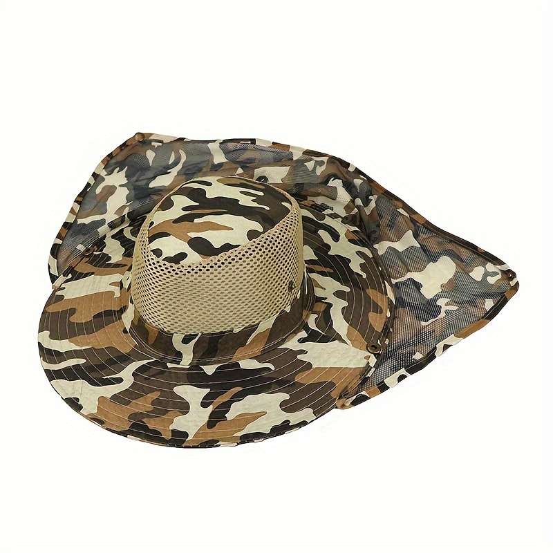 1pc Outdoor Fishing Hat Wide Brim Sun Hat With Neck Flap UV Protection Bucket Hat For Hiking
