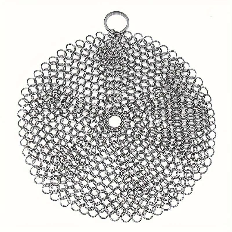 1pc Stainless Steel Scouring Pad with Plastic Handle Durable Reusable Kitchen Cleaning Tool for