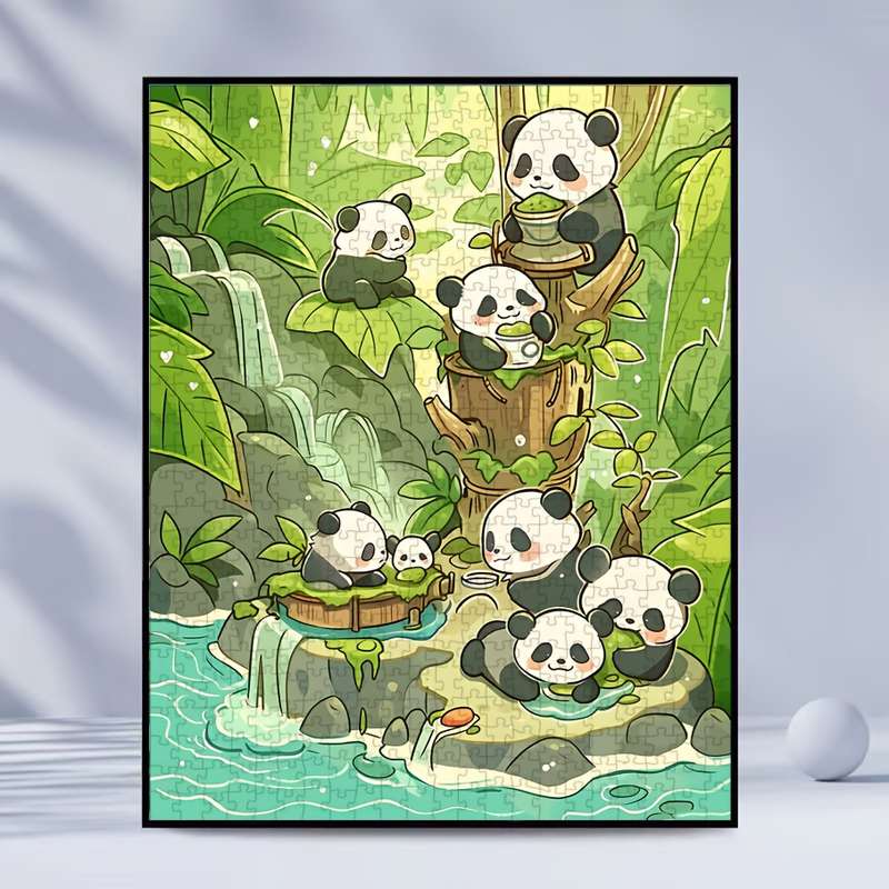 1000pcs Panda-Themed Jigsaw Puzzle for Adults Spring Pandas Artwork Challenging Pap