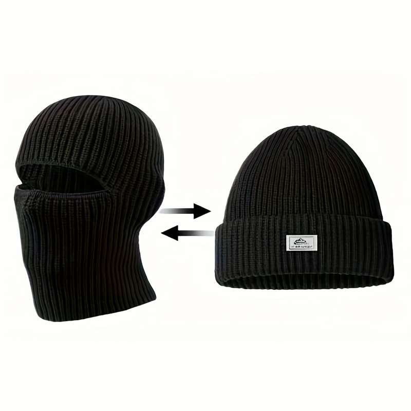 Hat Black  A  , Two Clothes  Pull Down To Become A Mask