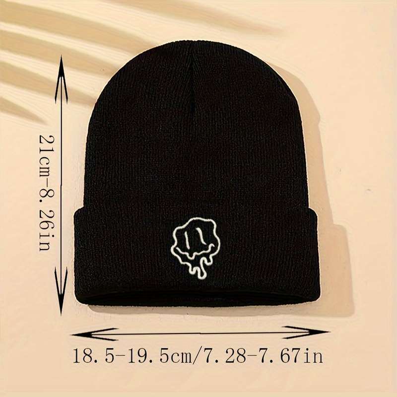 1pc Acrylic Knit Beanie Hat Casual Style Solid Color Warm Cap with Medium Stretch Hand Washab