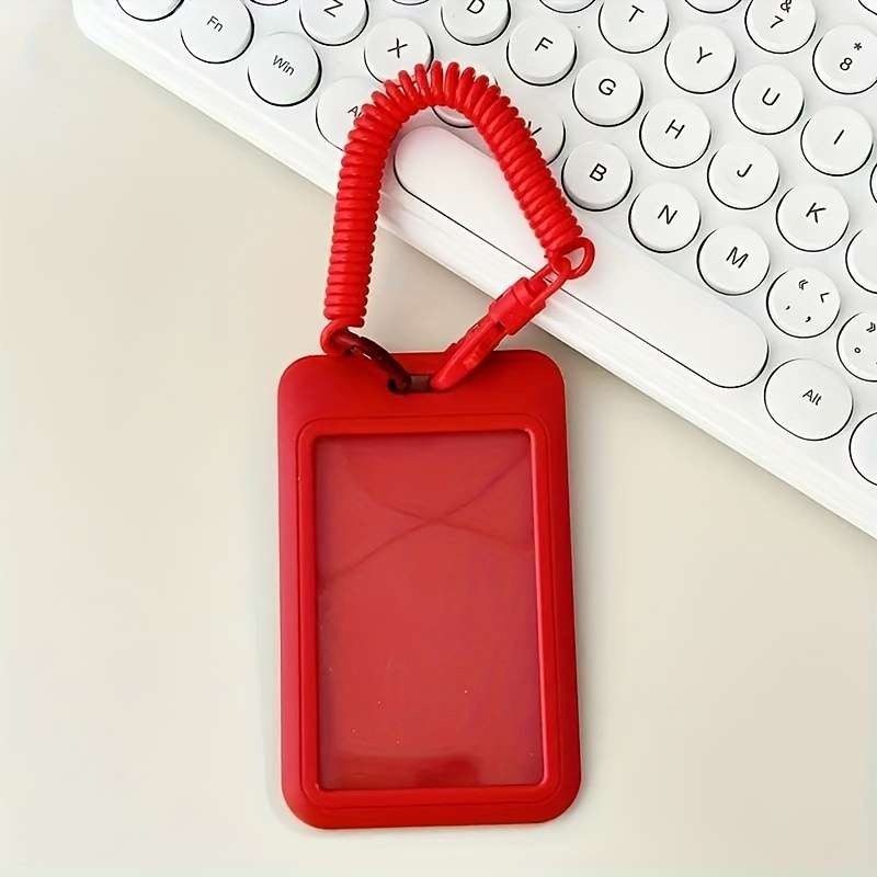 1pc Men's Sleek Black Card Holder with Elastic Cord Durable Plastic Casual Style