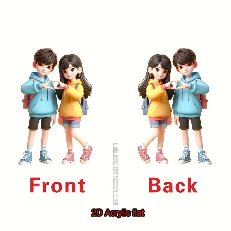 1pc 2D Flat Car Hanging Ornaments Flat  Heartfelt Couple Acrylic Keychain  Hanging Orn