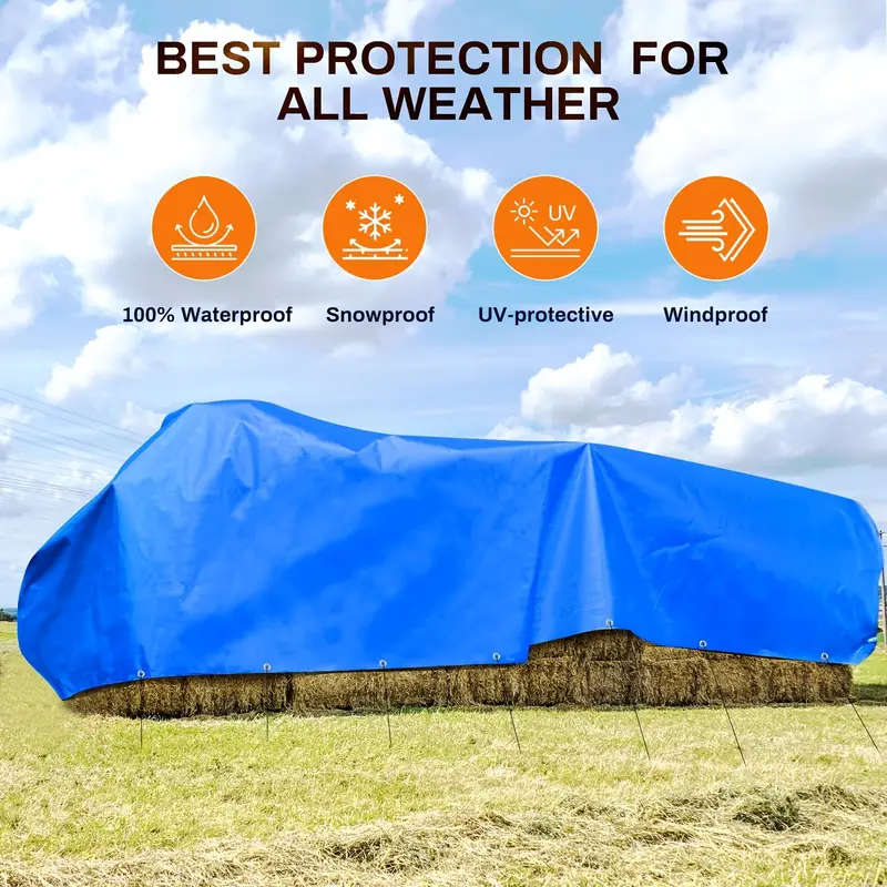 1pc 14 Mil Heavy Duty Tarpaulin 2x2m Waterproof UV Resistant PE Material with Reinforced Grommets