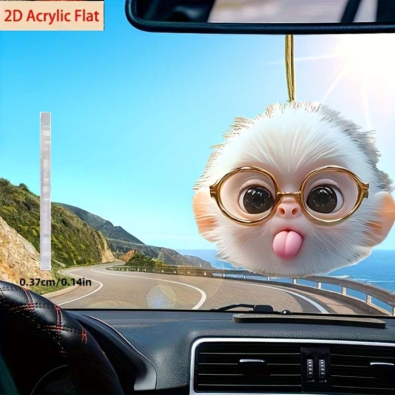 1pc 2D Flat  s  Acrylic Car Hanging Cute Glasses Monkey Cartoon Animal Acrylic Ornament