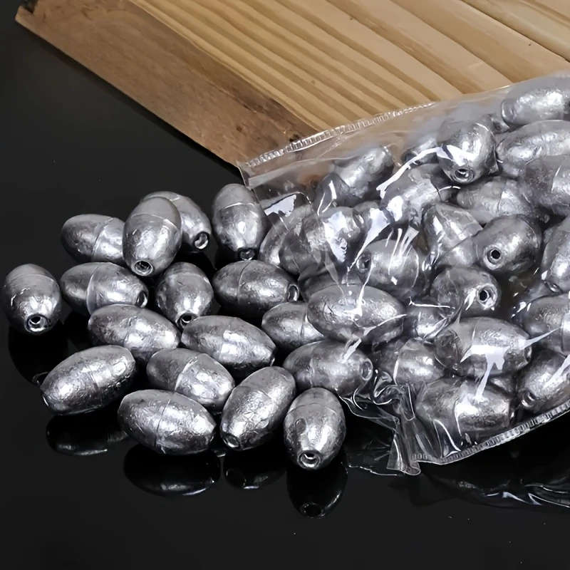 60pcs Olive Shaped Hollow Ferroalloy Fishing Lead Pendant-2 Grams Weight Hollow Design for Long Dist