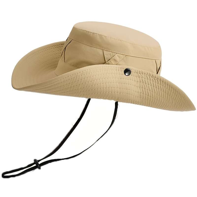 1pc Adjustable No-Logo Beige Bucket Hat with Cross Strap Durable Polyester Ideal for Outdoor Ad