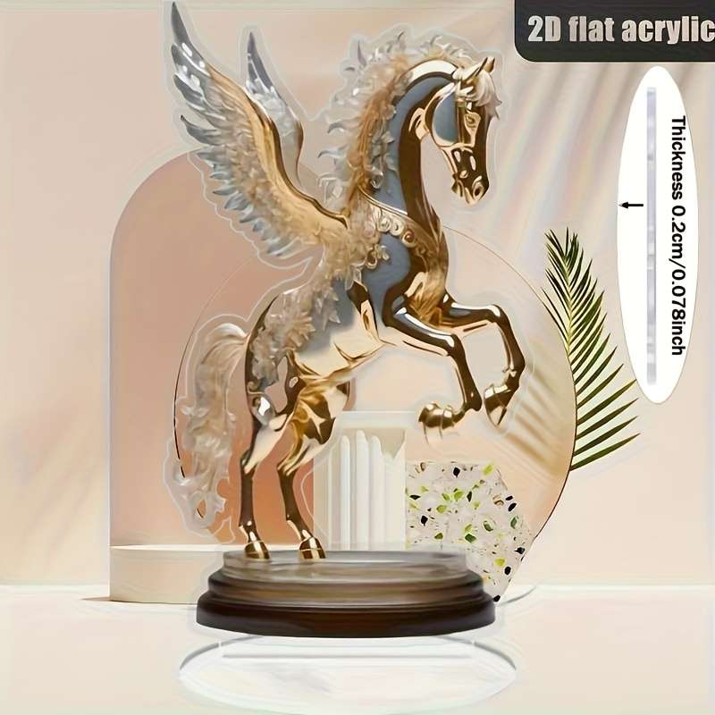 1pc 2D Flat   Acrylic Horse with Wings Decoration Fashionable Animal Theme Design Suitabl