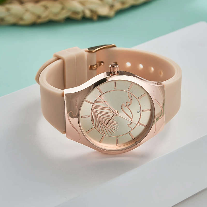 1pc Elegant Women's Quartz Watch Silicone Strap Zinc Alloy Case Non-Wireless Non-Rechargeable Batter