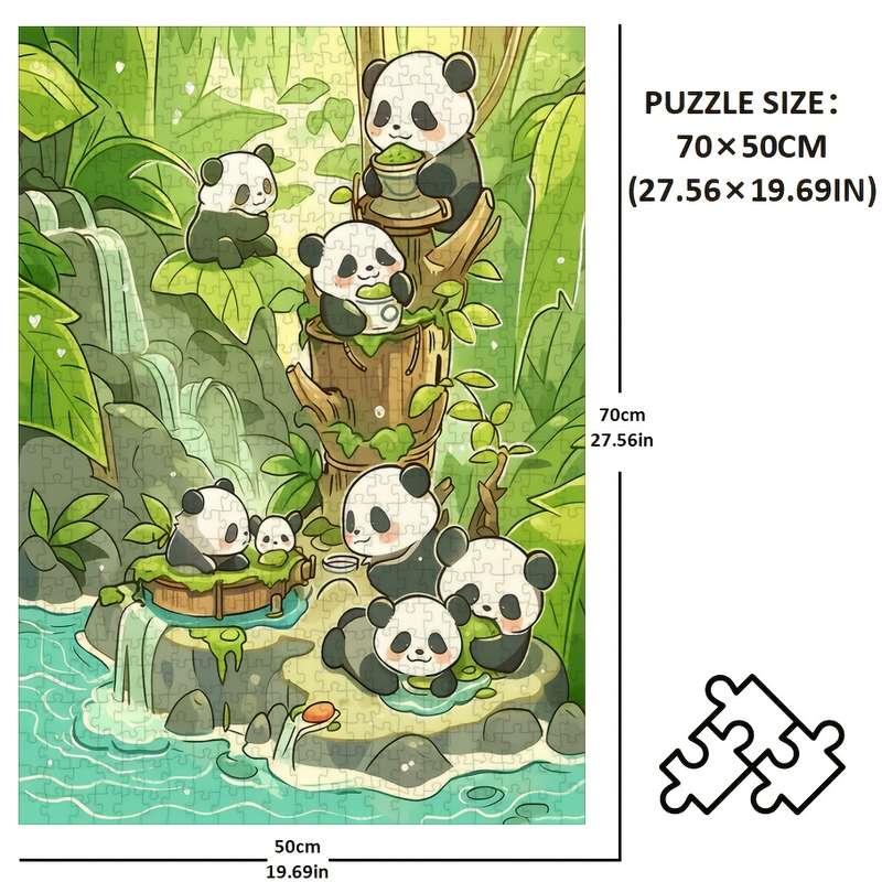 1000pcs Panda-Themed Jigsaw Puzzle for Adults Spring Pandas Artwork Challenging Pap
