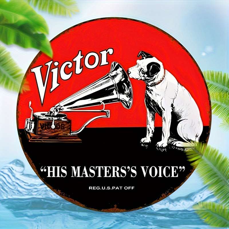 1pc  His Master'S Voice Victor Vinyl Record Sign UV Printed Vintage Phonograph Dog Design