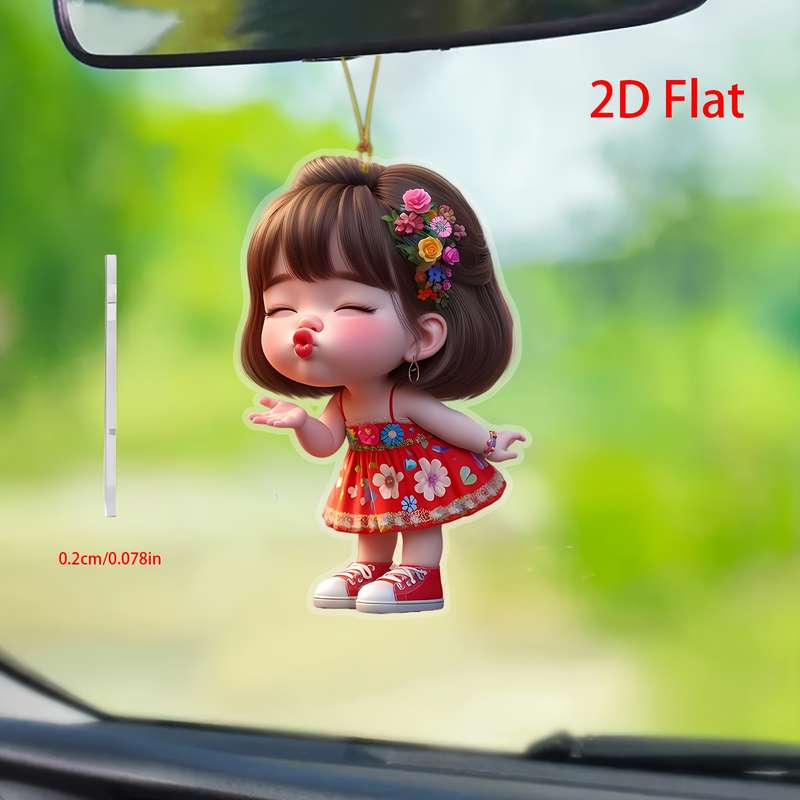 1pc 2D Flat  printing Charming Angel Acrylic Pendant Versatile Hanging Decor for Car Christmas